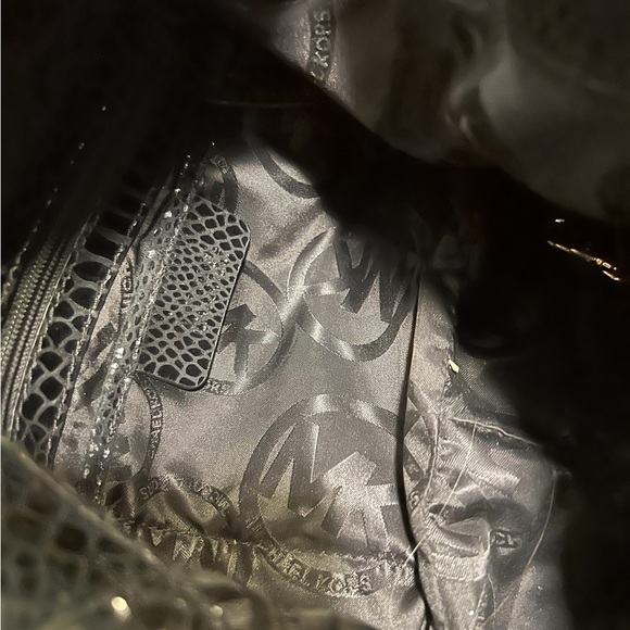 Michael Kors Fulton Python Embossed Black Shoulder Bag​ - Picture 5 of 7